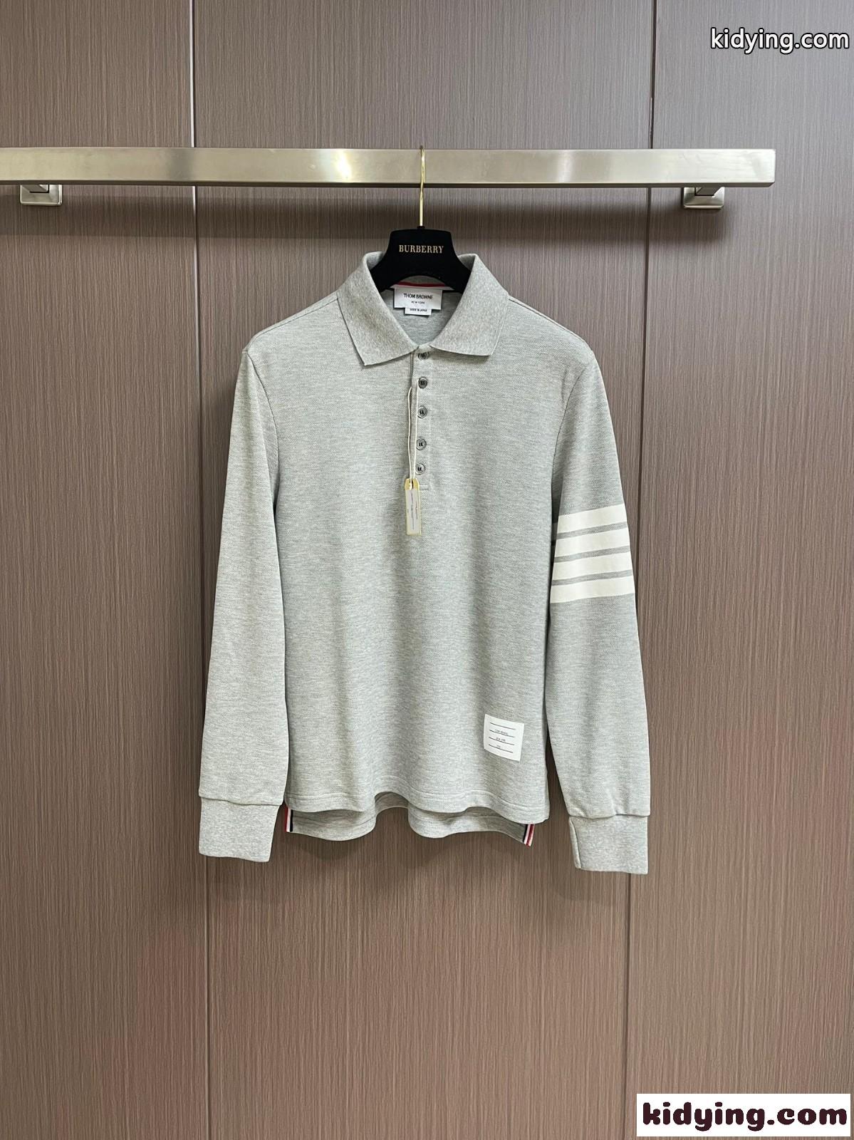 洗練された カジュアル 長袖 ポロシャツ トムブラウン Tシャツ コピー グレー-1