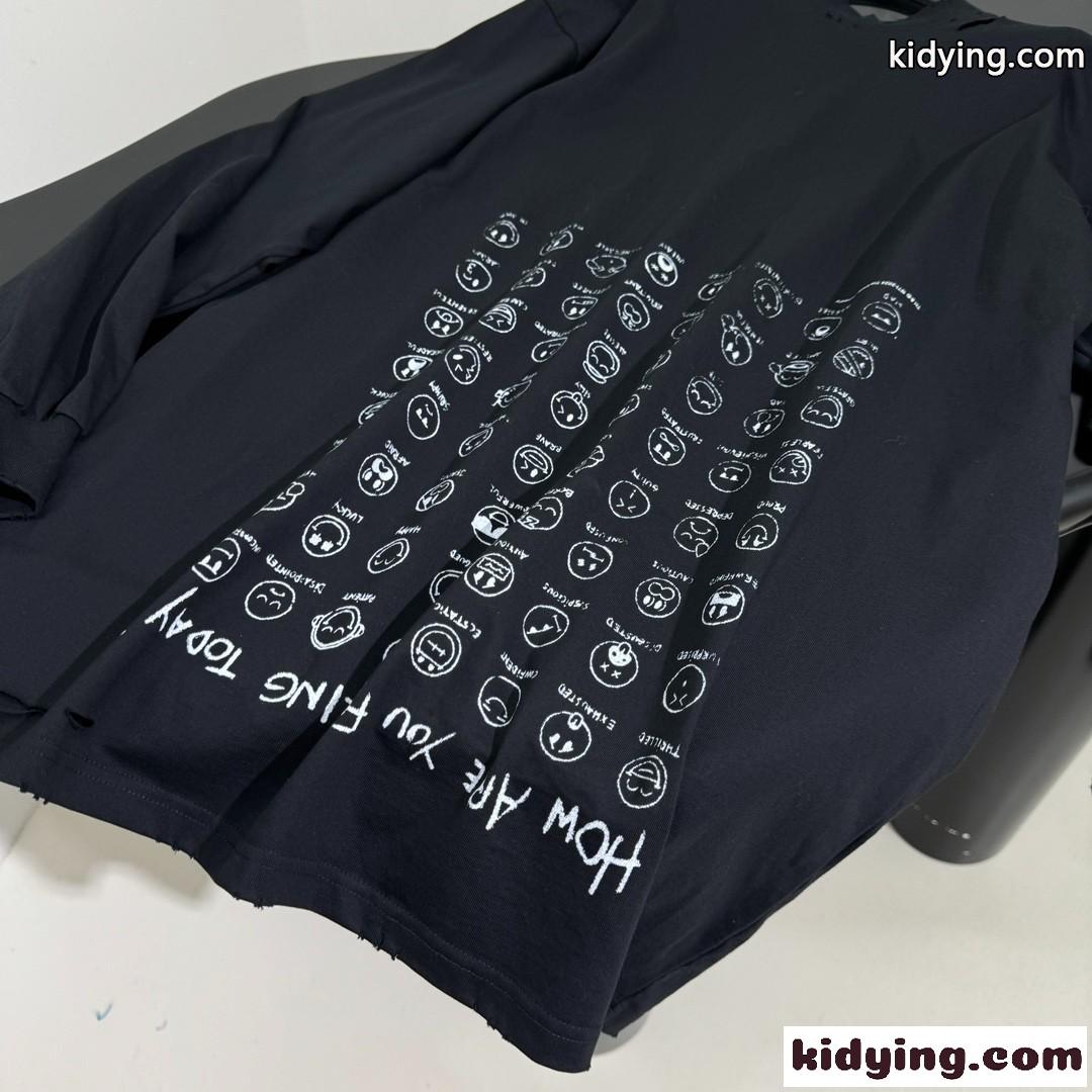 カジュアル プリント オーバーサイズ バレンシアガ Tシャツ コピー ユニセックス-4