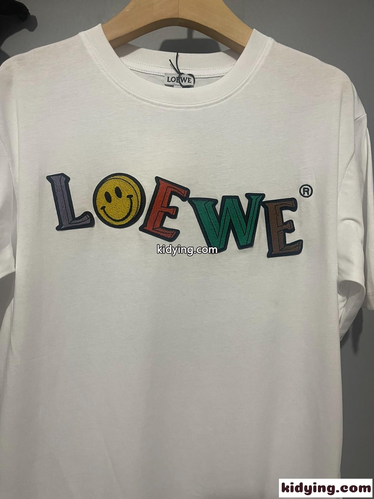 人気 ゆったり 体型カバー 着痩せ ロエベ tシャツ コピー ラウンドネック ロゴ 刺繍 コットン カジュアル-4