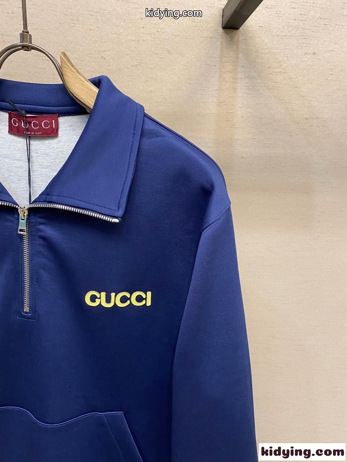 ハーフジップ プルオーバー スウェットシャツ グッチ Tシャツ 偽物 ブルー-2