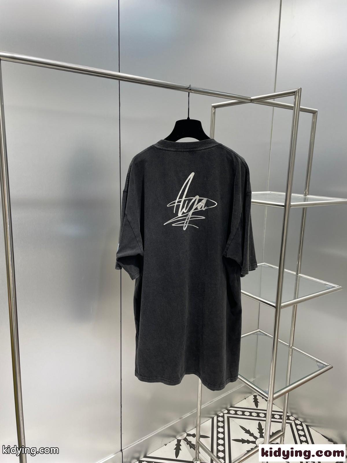 おしゃれ カジュアル ゆったり 体型カバー バレンシアガ 半袖tシャツ コピー クルーネック プリント 人気-2