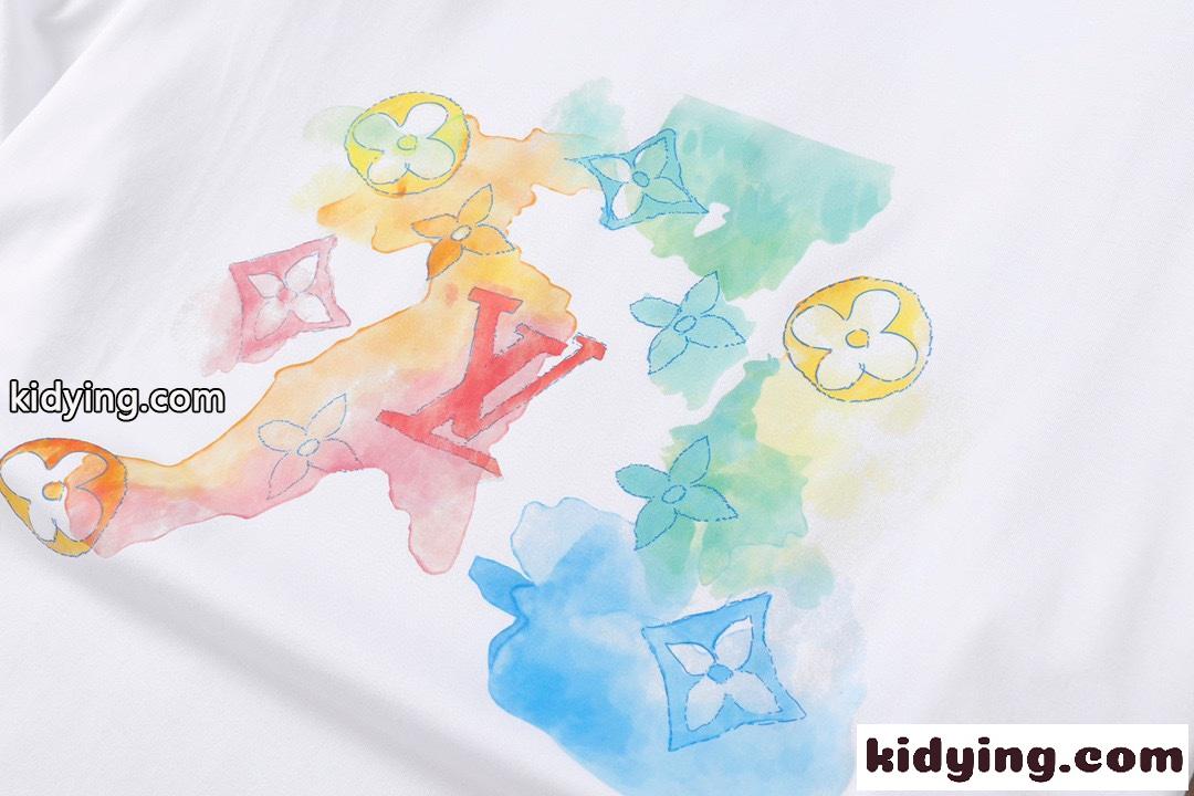 柔らかい 快適 ルイ・ヴィトン tシャツ コピー クルーネック 半袖 おしゃれ カジュアル プリント トップス-3