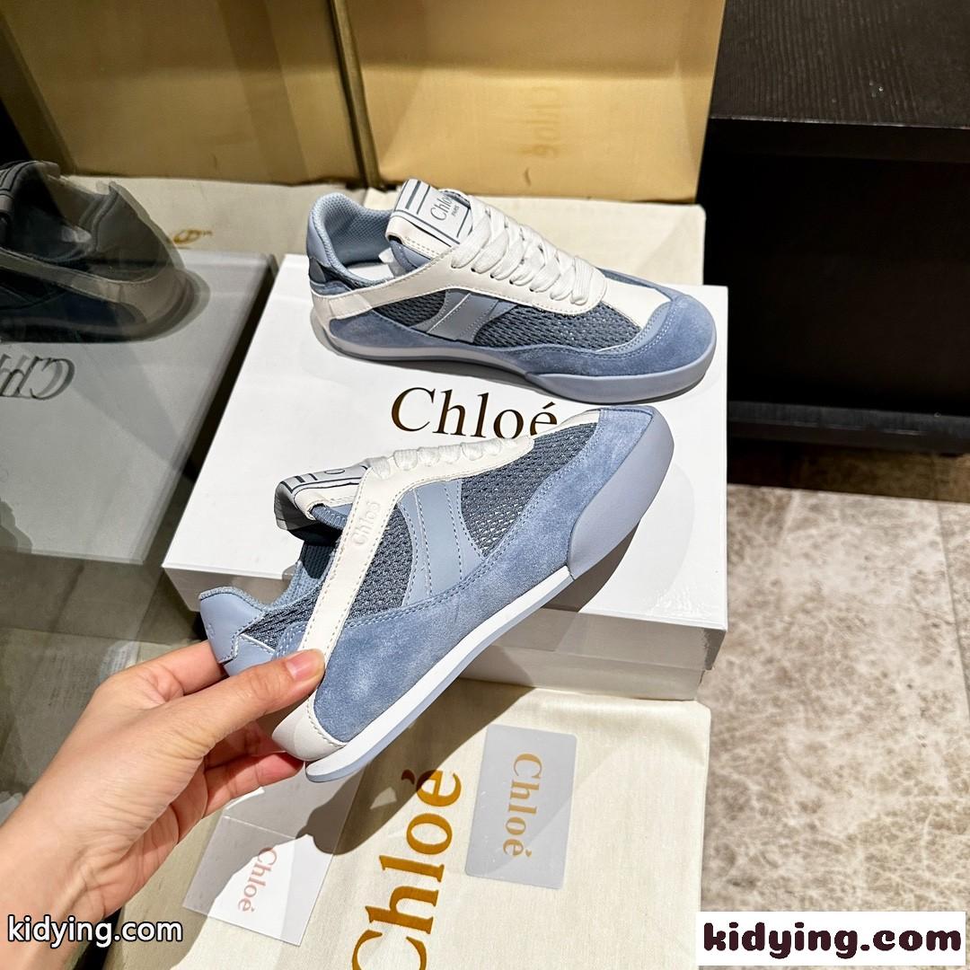クロエ スニーカー スーパーコピー メッシュ&レザー CHLOÉ KICK スニーカー ライトブルー-0
