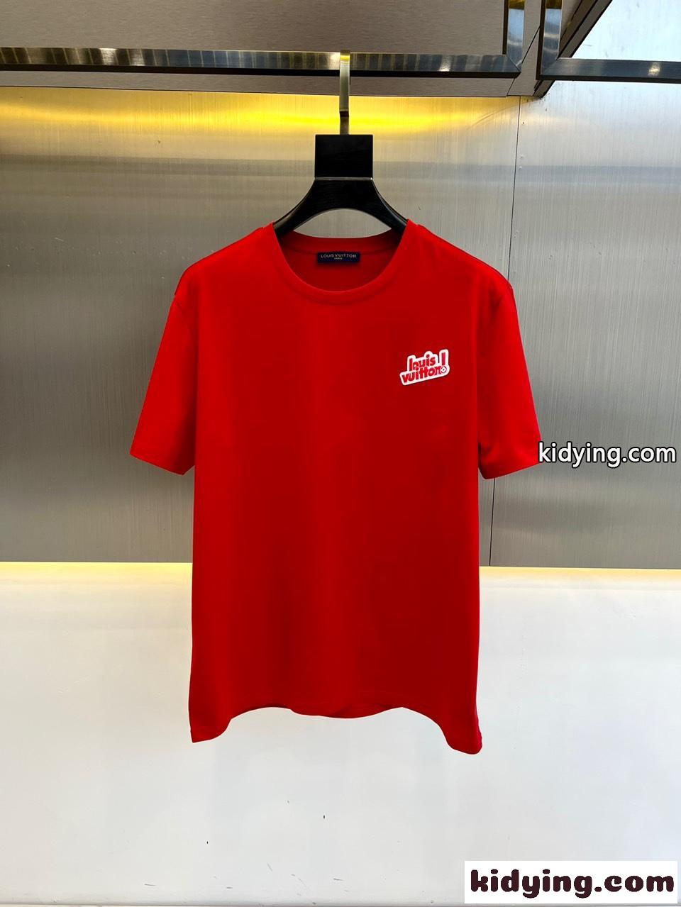 洗練された カジュアル ロゴ ルイ・ヴィトン 半袖Tシャツ コピー レッド-0