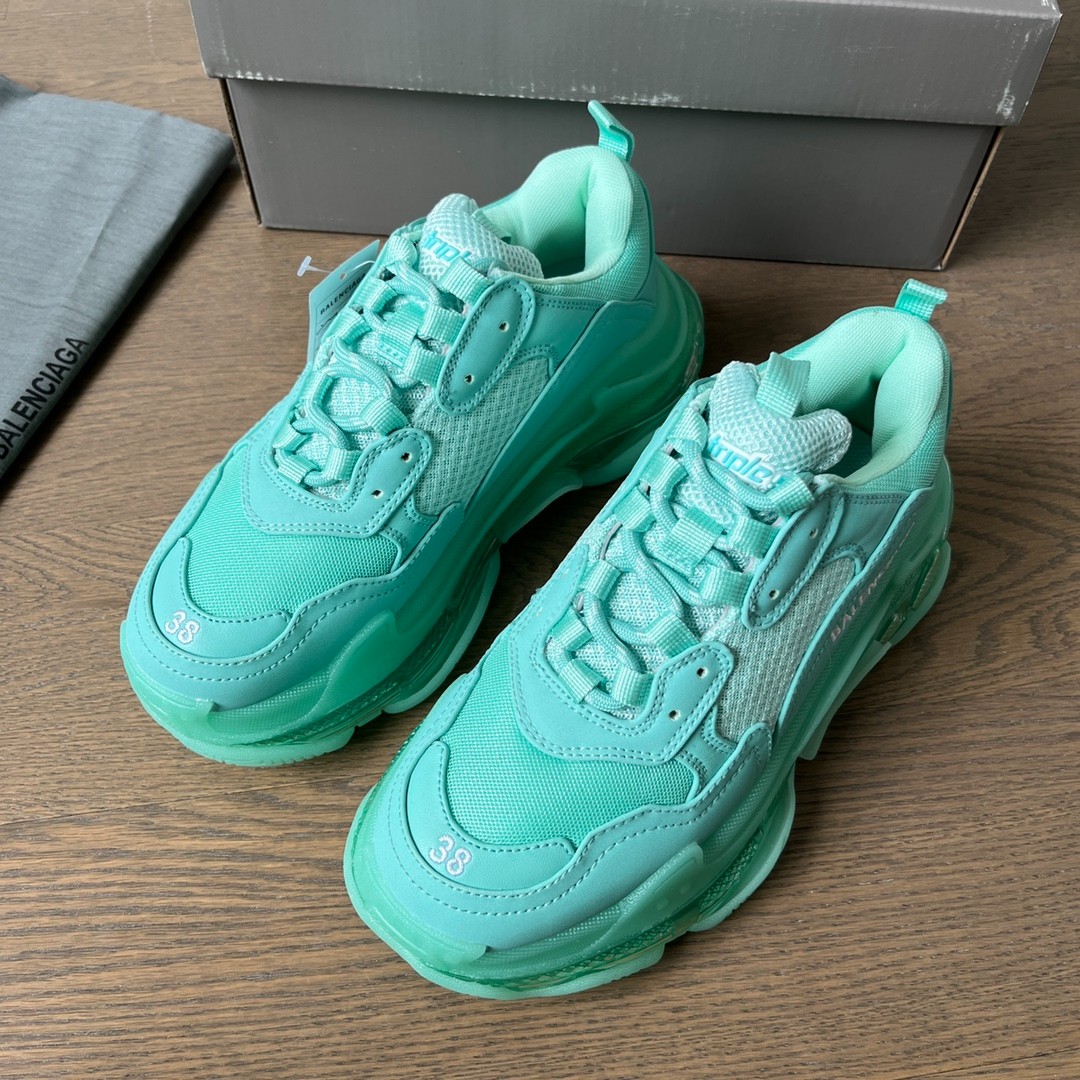 人気 軽量 Triple S Clear Sole バレンシアガ スニーカー スーパーコピー グリーン-1