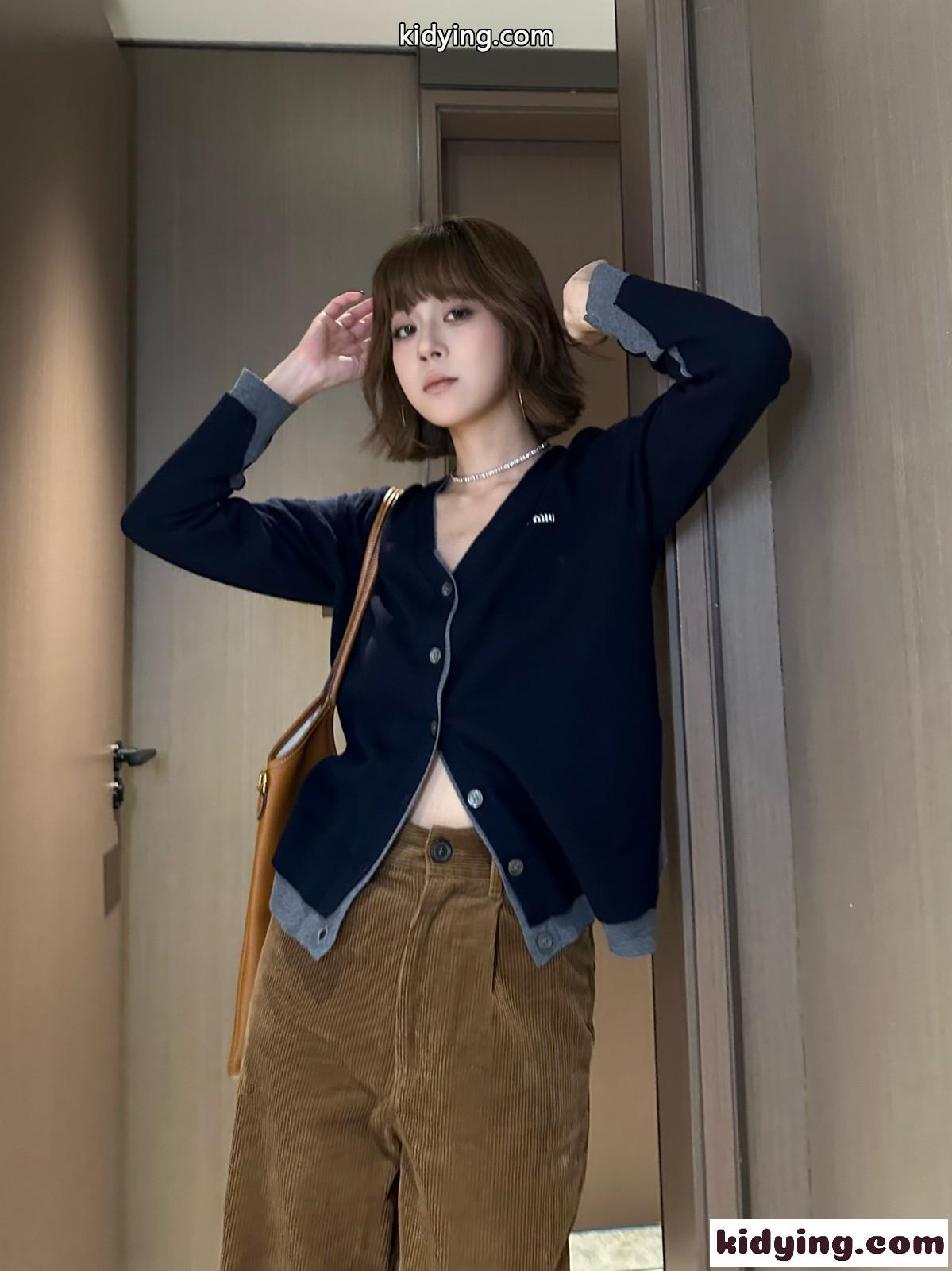 シルクxカシミヤ カーディガン ミュウミュウ ニット コピー Vネック ネイビー-4