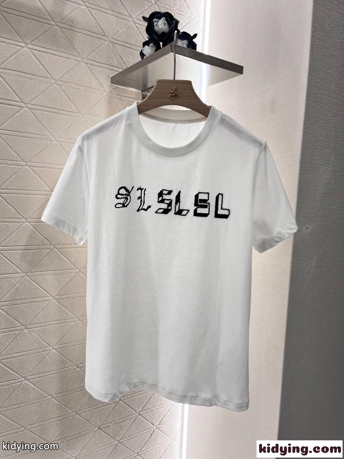 シンプル イヴ・サンローラン Tシャツ コピー ロゴ入り コットン 半袖Tシャツ-1