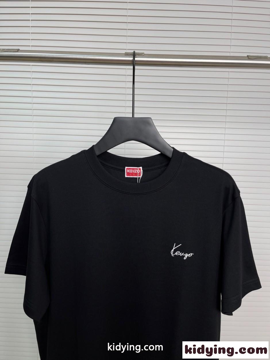 カジュアル 洗練された ロゴ刺繍 半袖Tシャツ ケンゾー Tシャツ コピー ブラック-1