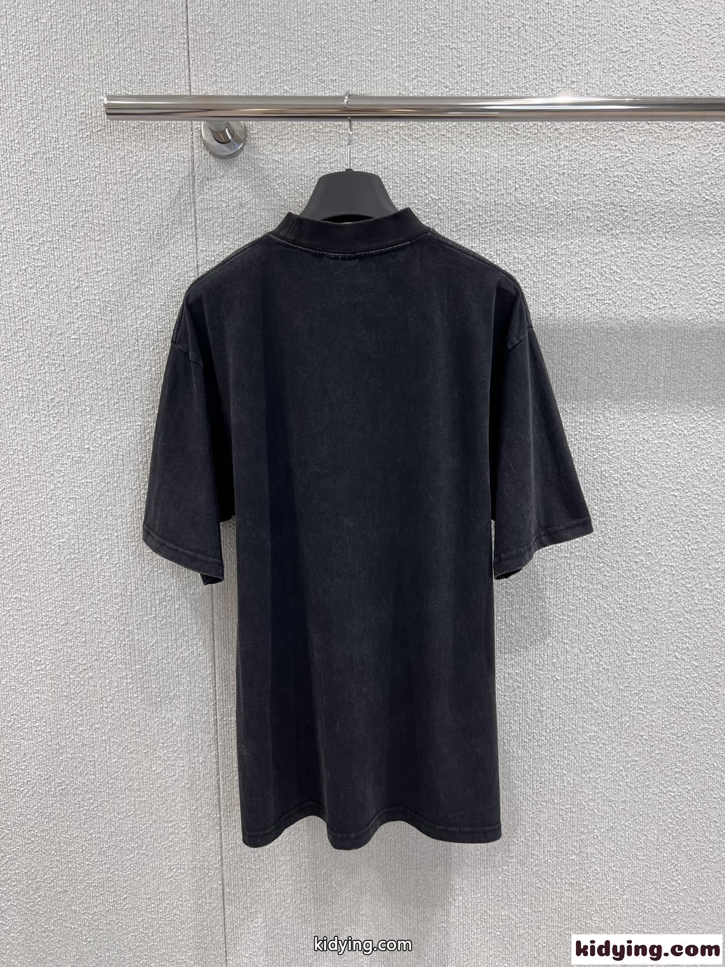 バレンシアガ Tシャツ コピー ユニセックス オーバーサイズ 半袖Tシャツ ブラック-1