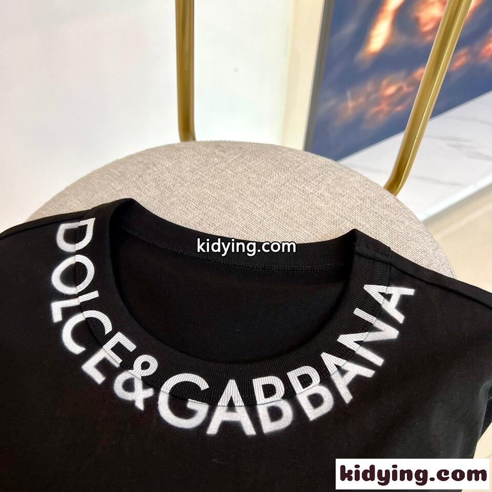 クルーネック ロゴ 半袖 メンズ ドルチェ&ガッバーナ Tシャツ コピー ブラック-1