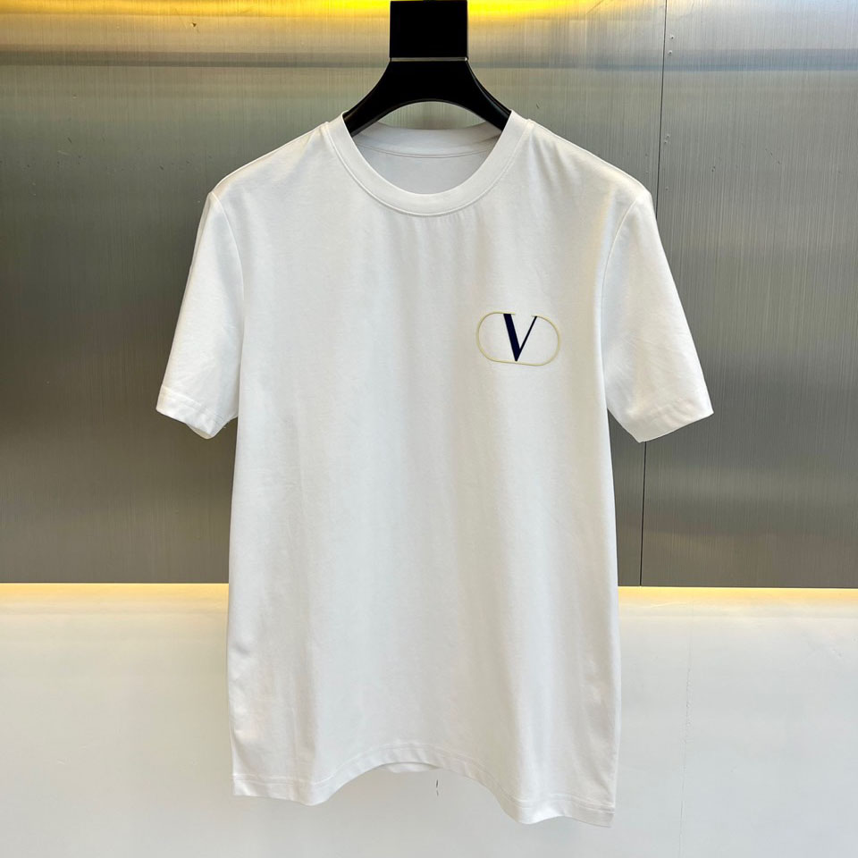ヴァレンティノ Tシャツ コピー メンズ Vロゴ コットン 半袖Tシャツ ホワイト-0