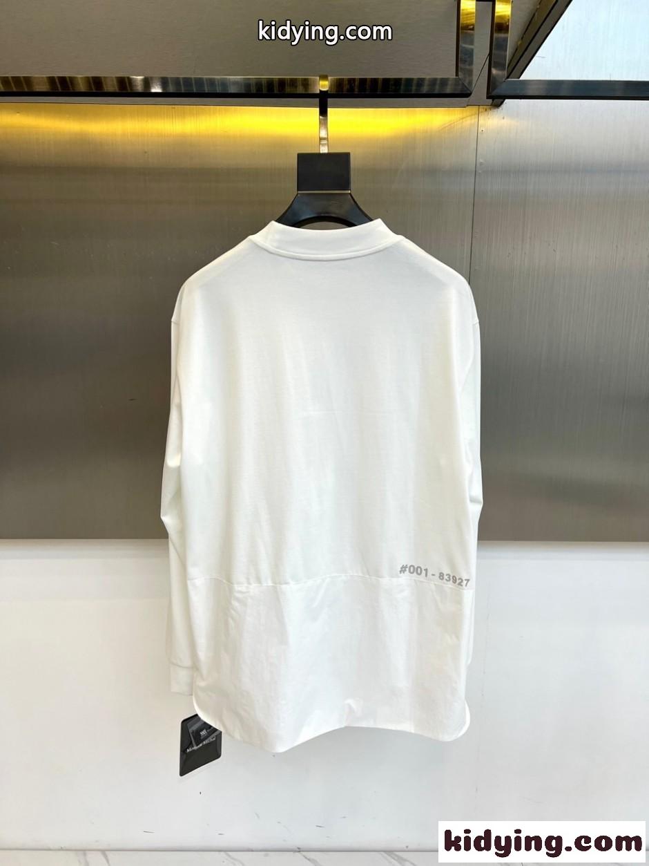 シンプル 合わせやすい 長袖Tシャツ モンクレール Tシャツ 偽物 クルーネック ホワイト-3