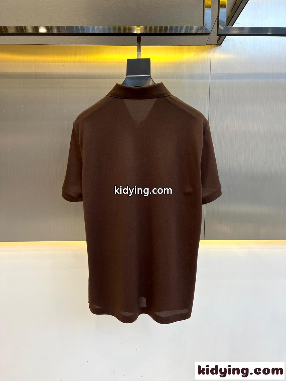 クラシック バーバリー 半袖Tシャツ コピー コットンピケ ポロシャツ ダークブラウン-4