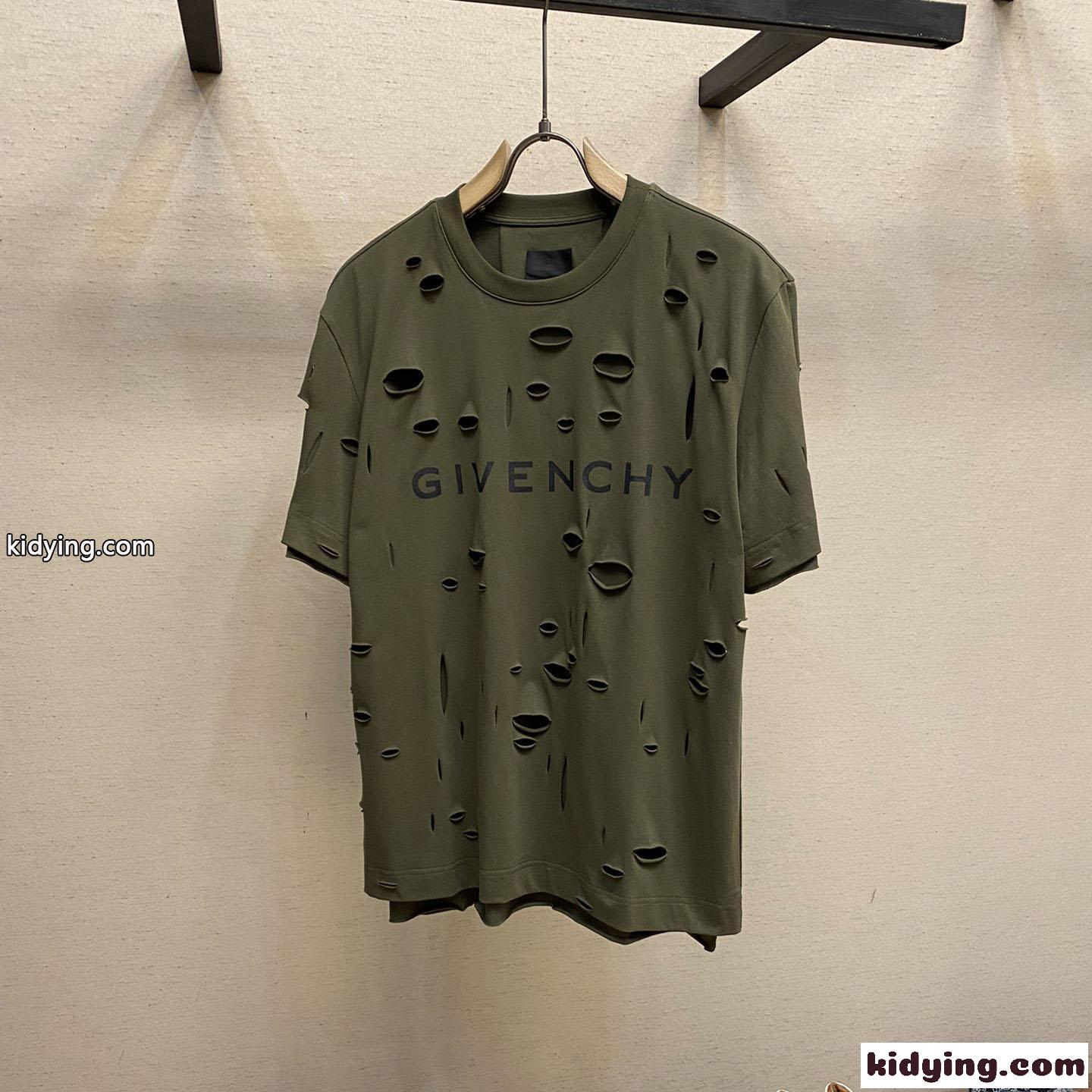 レイヤード ダメージ ロゴ コットンTシャツ ジバンシィ Tシャツ コピー 半袖-1