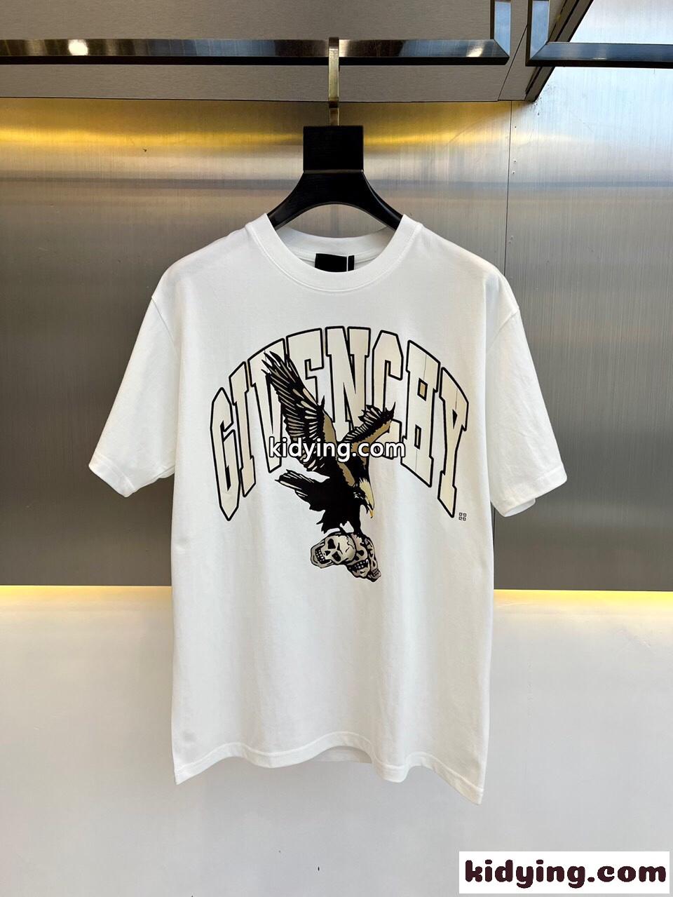 ブランドロゴ イーグルプリント コットンジャージー 半袖Tシャツ ジバンシィ Tシャツ コピー ホワイト-0