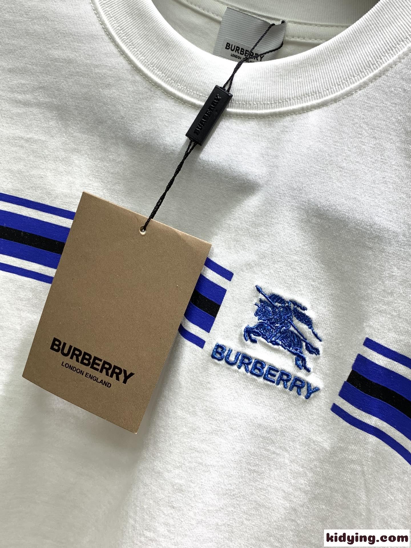 おしゃれ ストライプ コットンTシャツ バーバリー Tシャツ コピー 半袖 トップス ホワイト-2