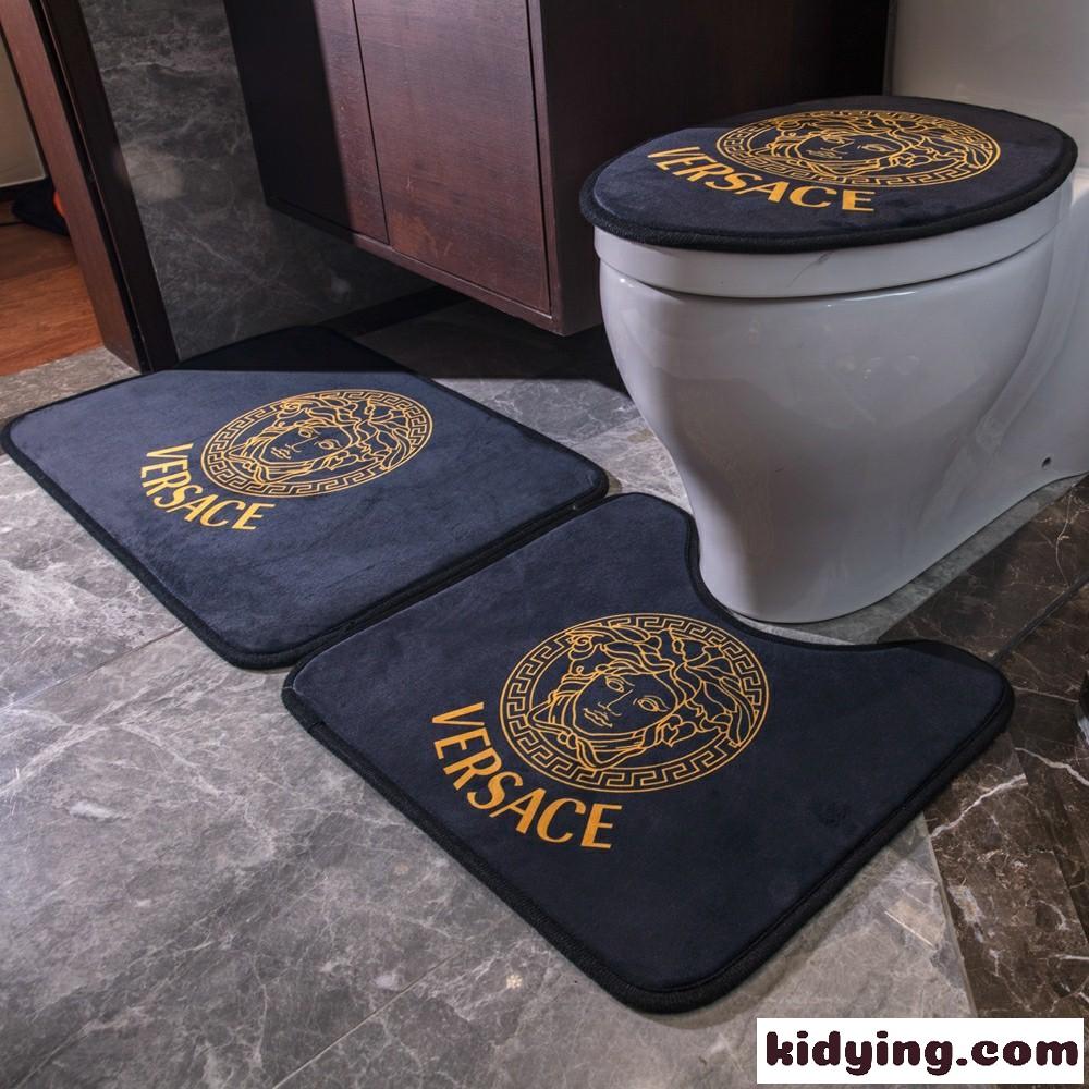 ヴェルサーチェ トイレマットセット コピー ブラック 心地良いです 滑るのを防ぎます 静かな音 浴室 人気-2