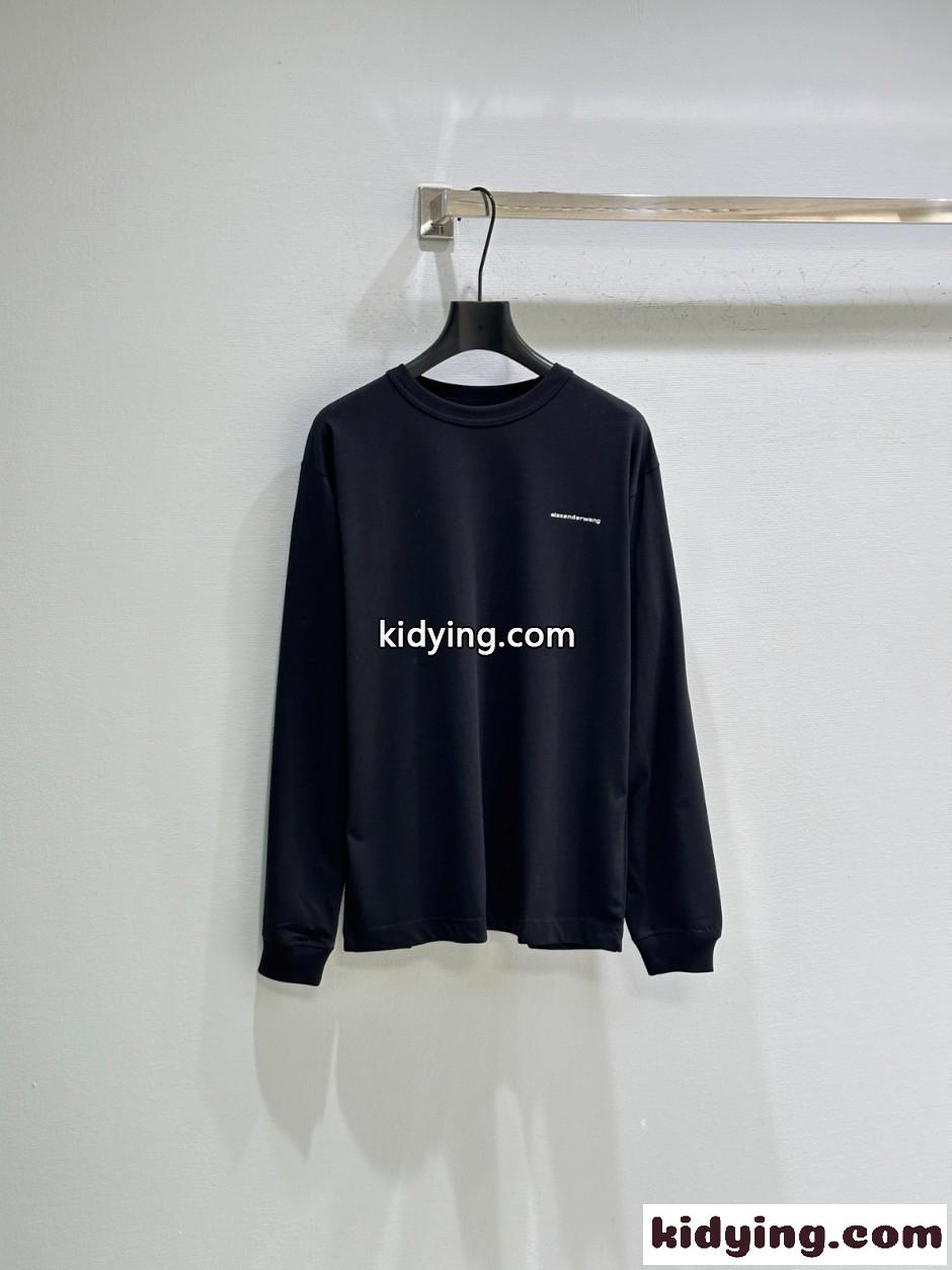 アレキサンダーワング Tシャツ コピー シンプル 洗練された ロゴ 長袖Tシャツ ブラック-0