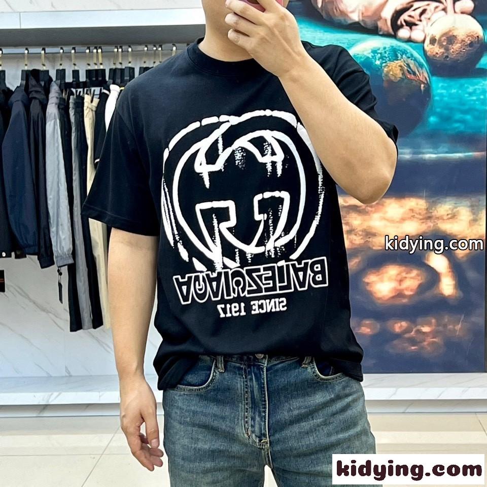 グッチ Tシャツ コピー シンプル 快適 コットン 半袖Tシャツ ブラック-2