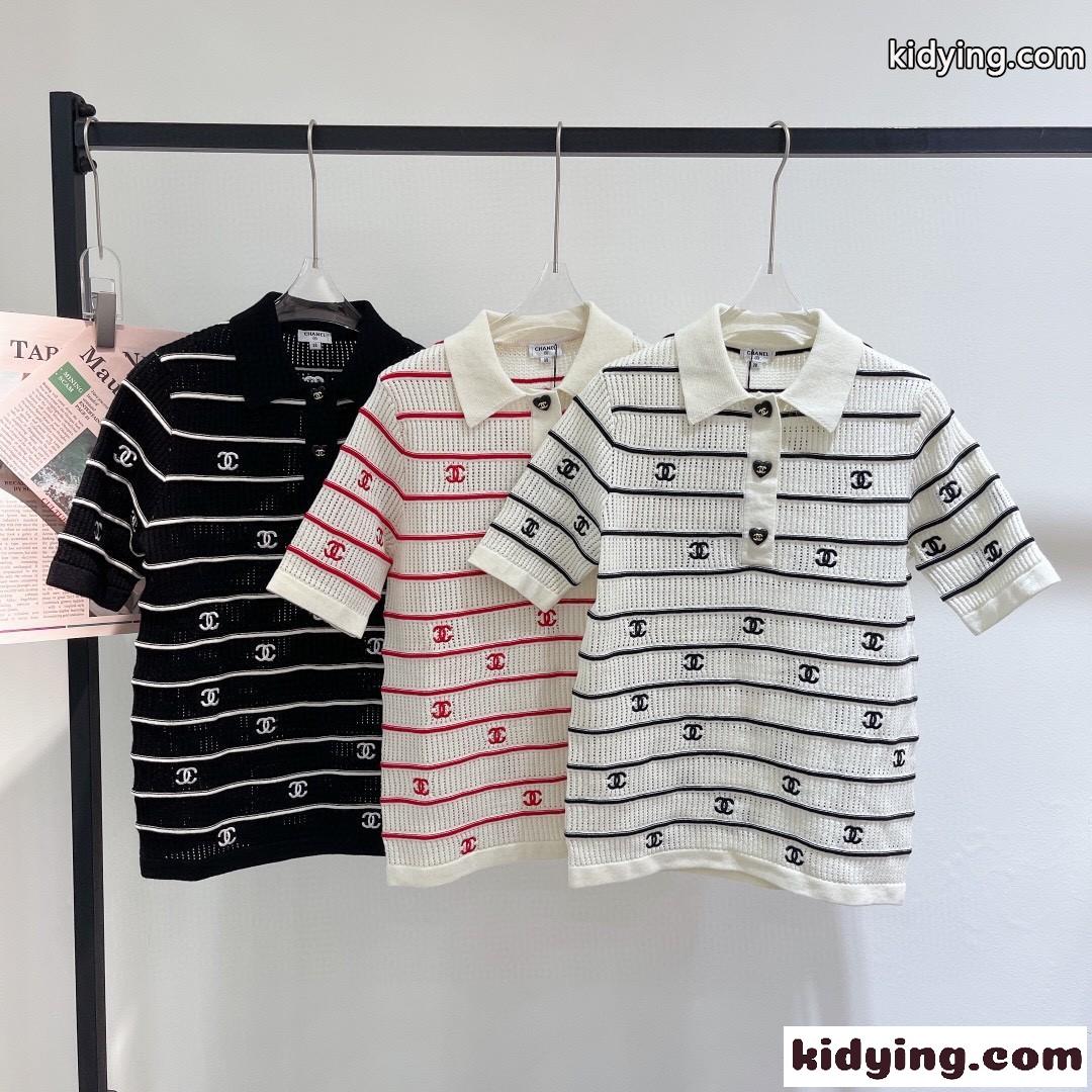 スウィート 柔らかい 快適 ロゴ ポロシャツ 半袖 カットソー シャネル tシャツ コピー 人気 おしゃれ 3色あり-3
