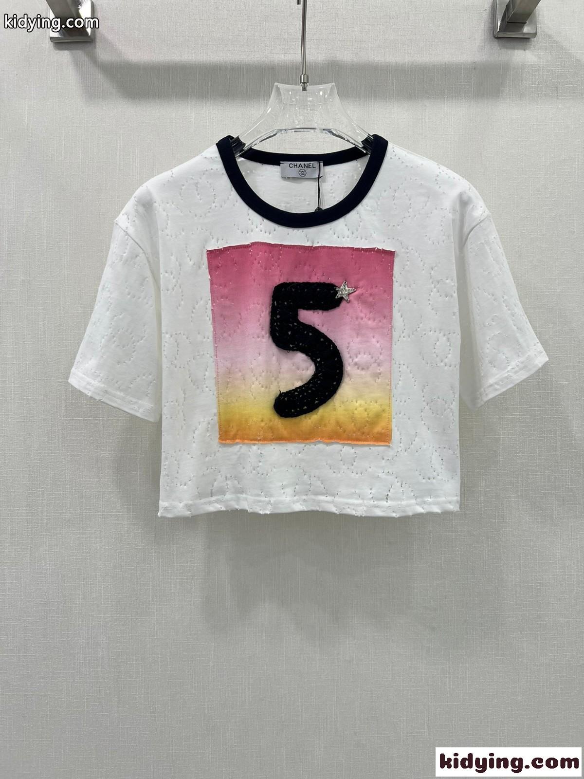 トレンド クロップド 半袖Tシャツ シャネル Tシャツ 偽物 レディース-0
