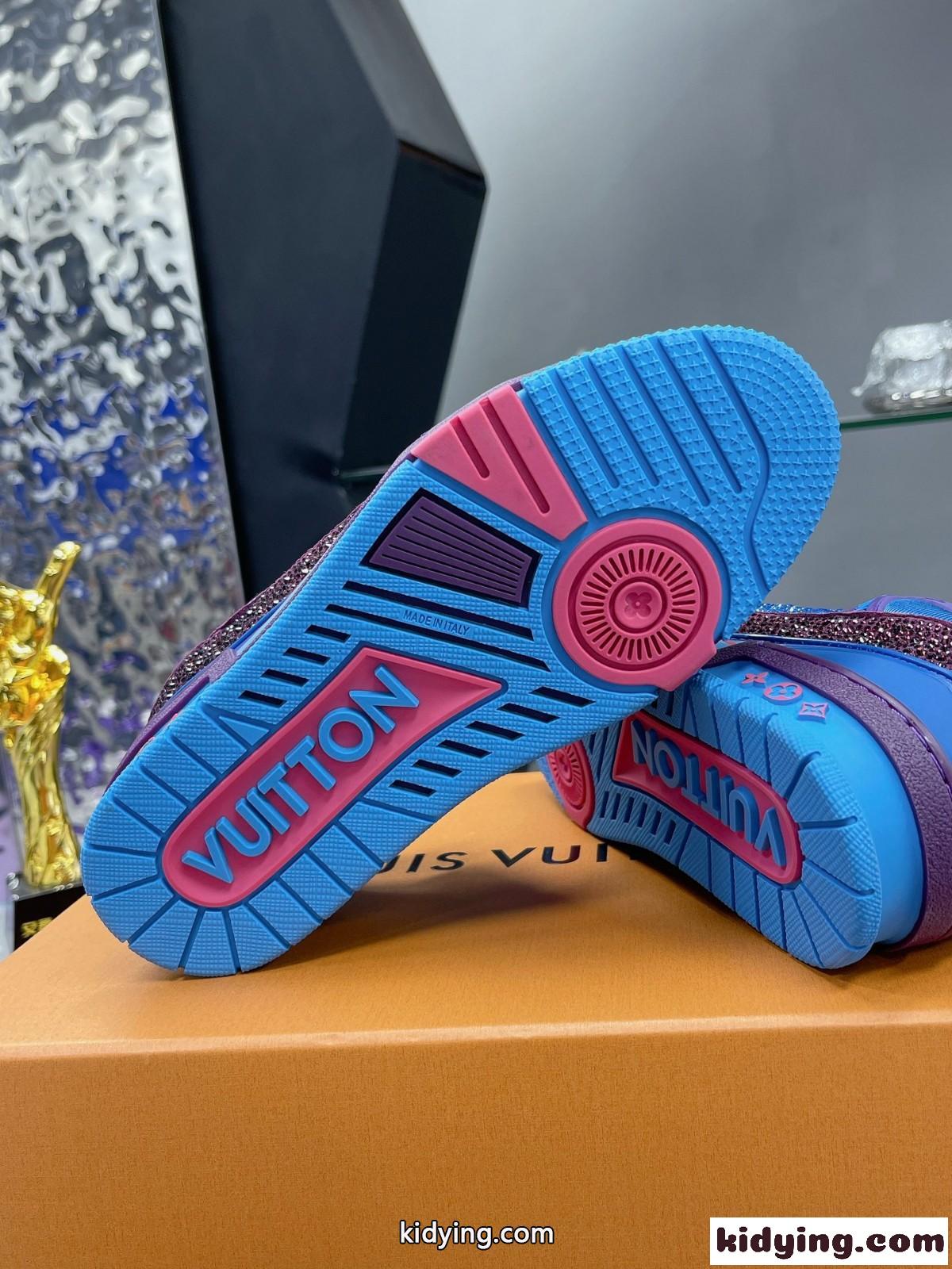 超華やかに煌めく☆人気 ルイ・ヴィトン スニーカー スーパーコピー LV トレイナー ライン スニーカー ブルー-3