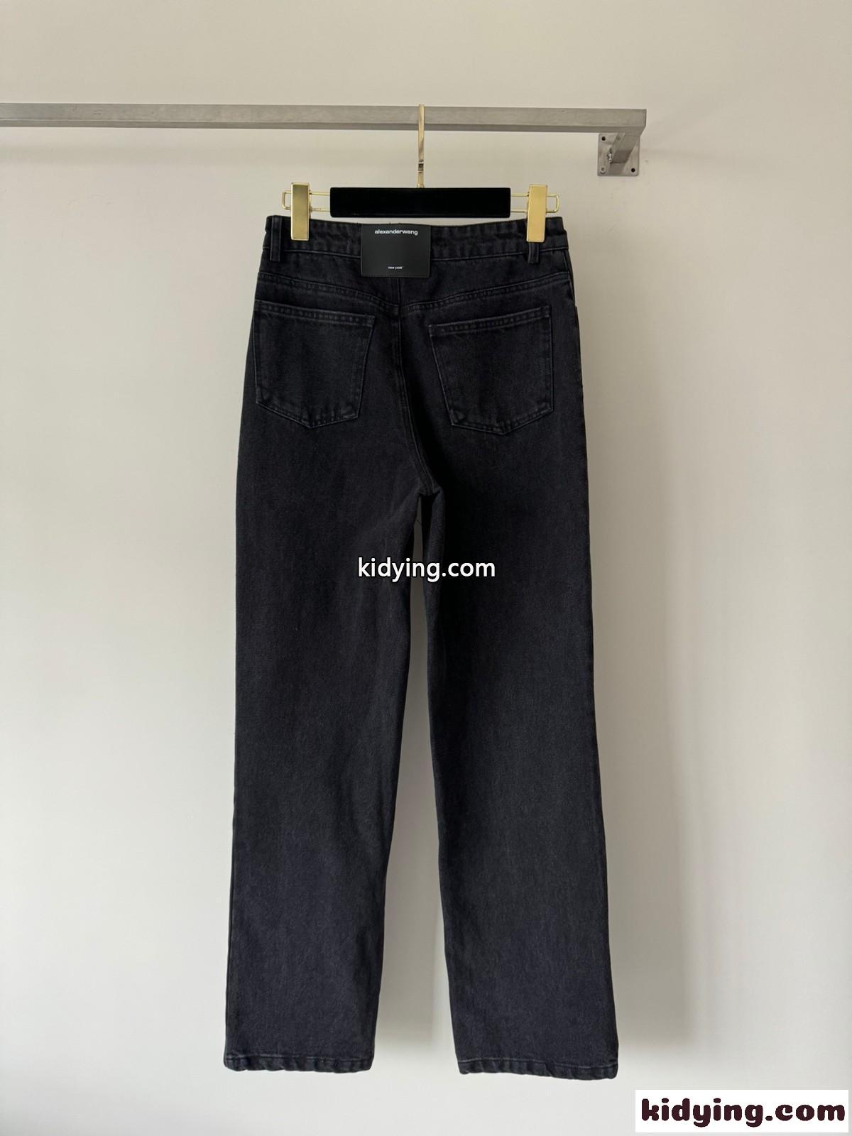 カットアウトロゴ入り デニムジーンズ アレキサンダーワング パンツ コピー ブラック-1
