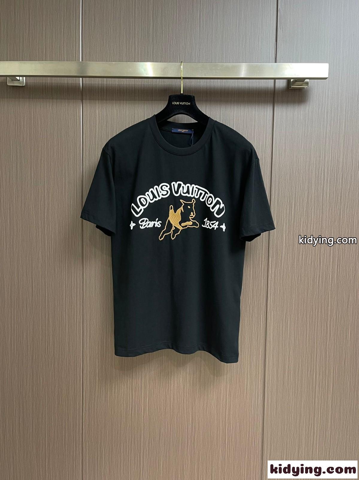 エンブロイダードコットンTシャツ ルイ・ヴィトン Tシャツ 偽物 クルーネック-0