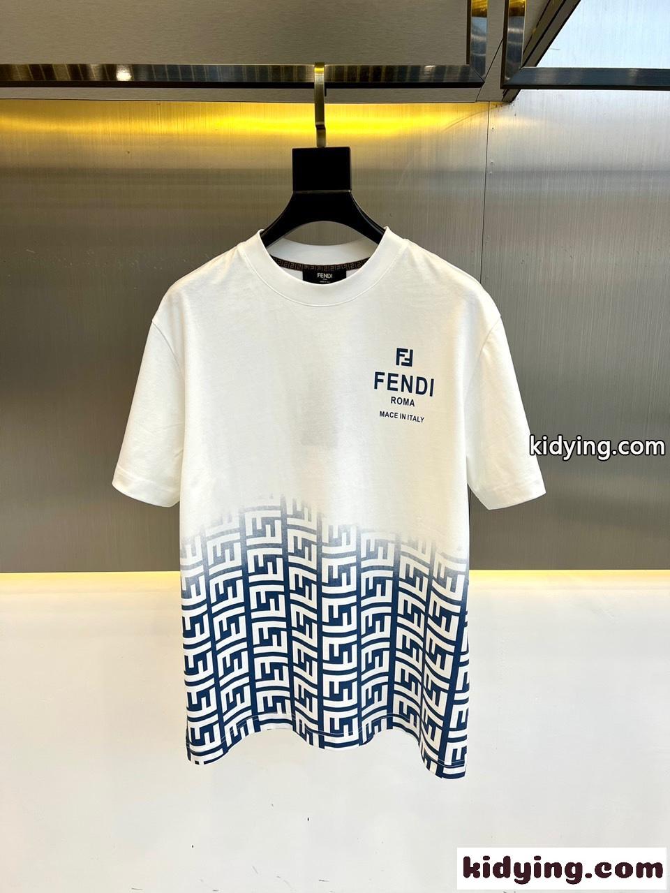 注目される ロゴプリント フェンディ 半袖Tシャツ コピー クルーネック ホワイト-2