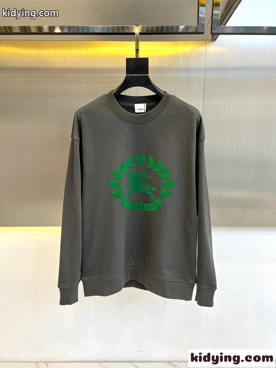カジュアル プリント コットン スウェットシャツ バーバリー Tシャツ コピー グレー-0