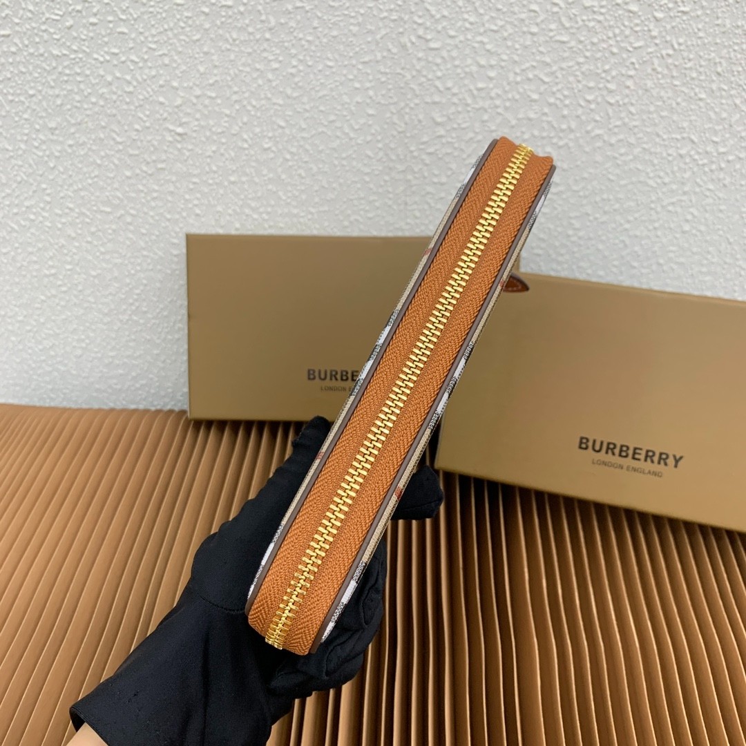 チェック ジップウォレット バーバリー 財布 コピー 長財布 ブラウン-4