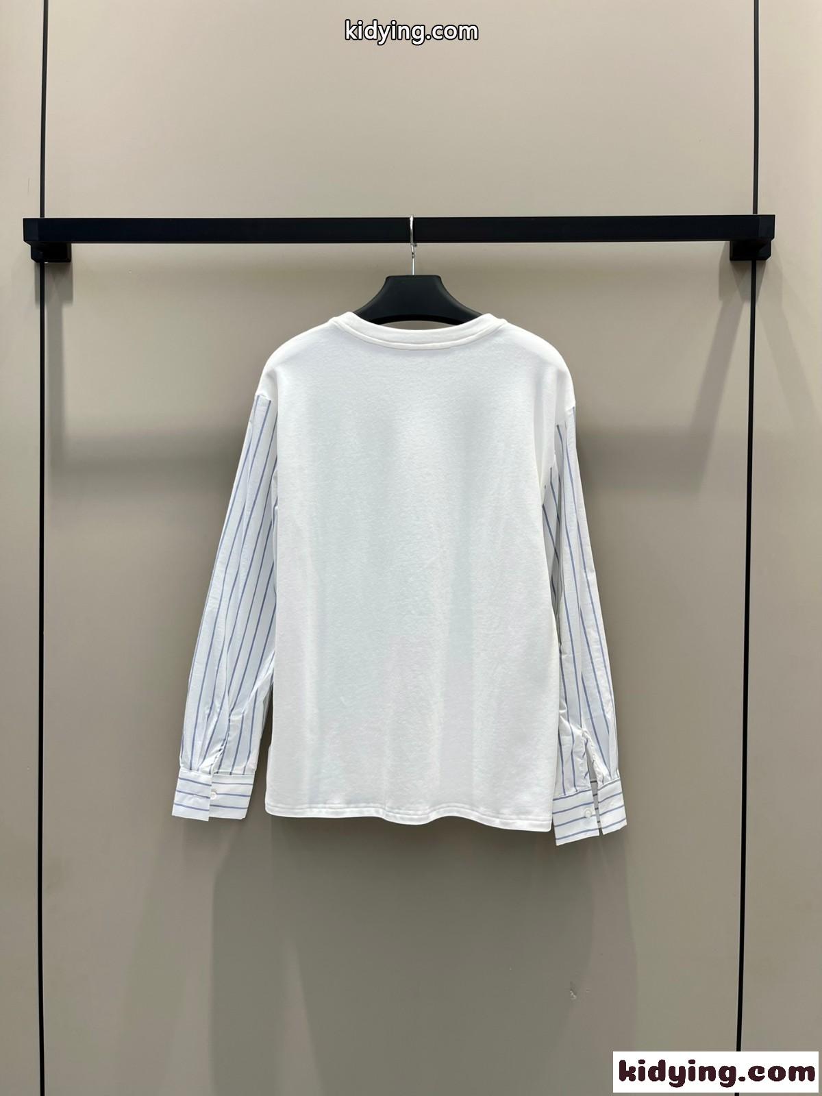 おしゃれ 切り替え長袖Tシャツ クルーネックプラダ Tシャツ コピー-3