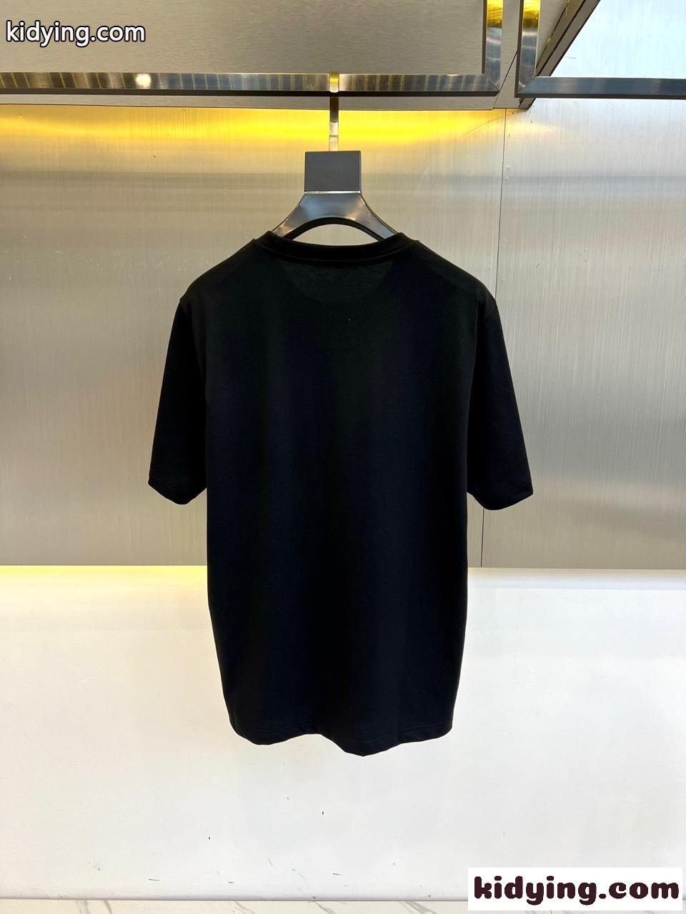 シンプル カジュアル コットンTシャツ バーバリー 半袖Tシャツ コピー ブラック-4