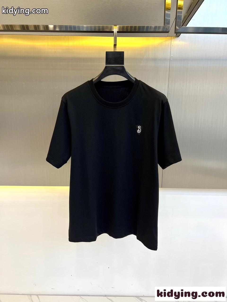 シンプル カジュアル コットンTシャツ バーバリー 半袖Tシャツ コピー ブラック-0