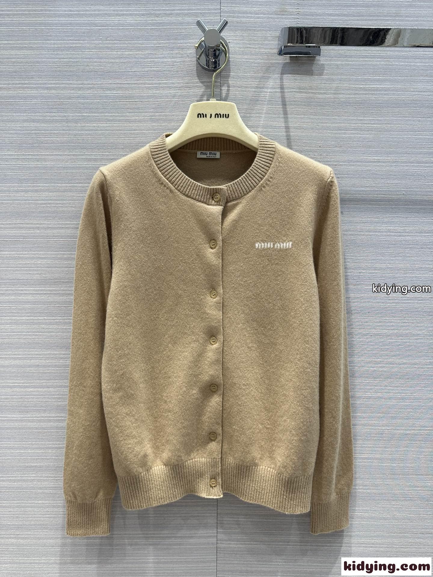 洗練された ウール＆カシミヤ ニット カーディガン ミュウミュウ ニット コピー ベージュ-1