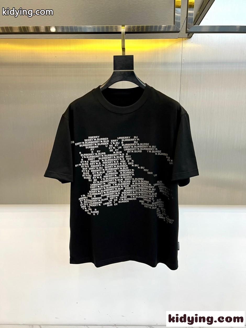 EKD コットン クルーネック 半袖Tシャツ バーバリー Tシャツ 偽物 ブラック-1