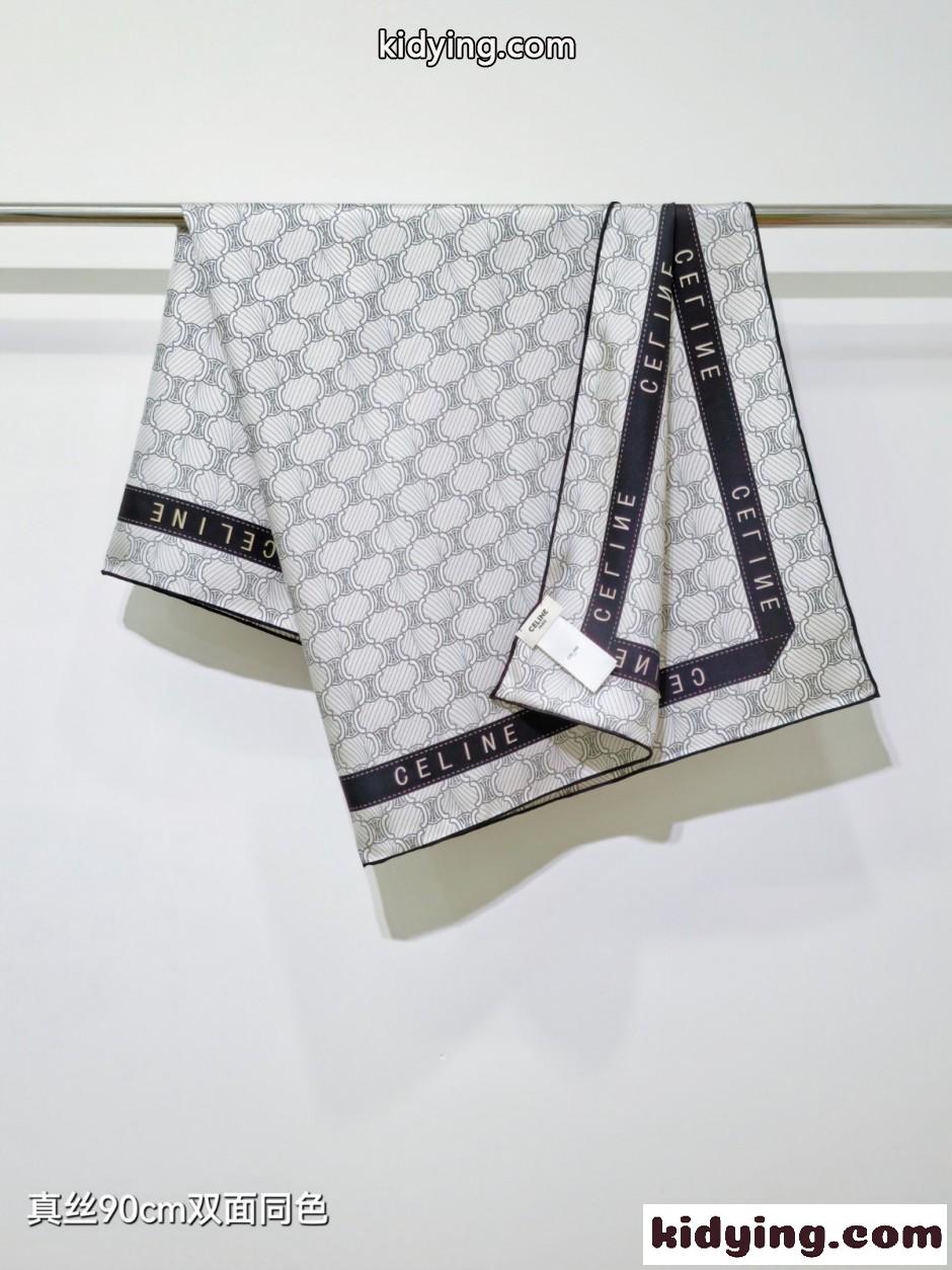 セリーヌ スカーフ コピー 90x90cm トリオンフ 総柄 シルク スクエアスカーフ-3