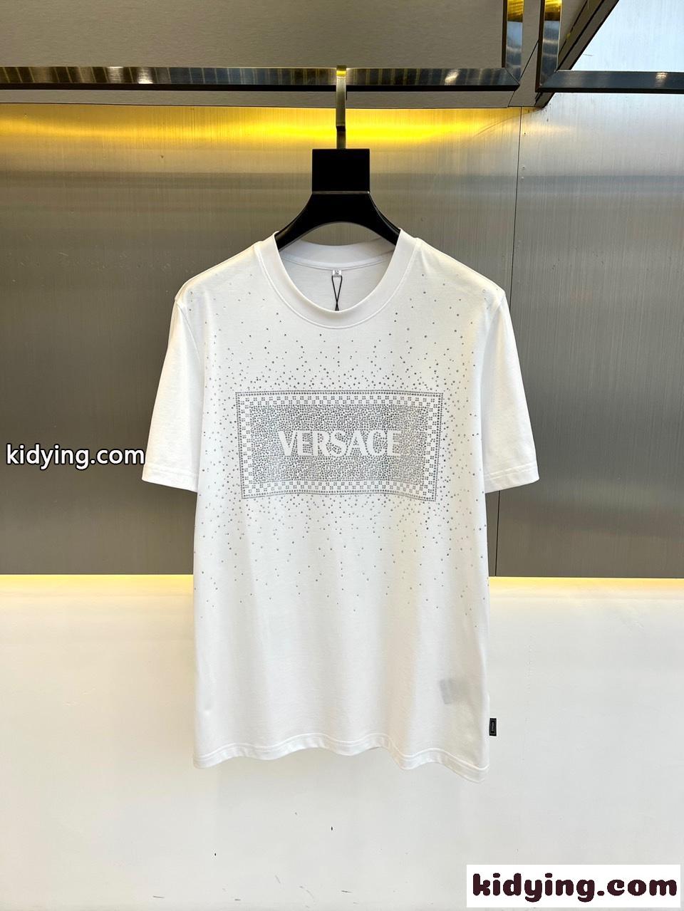 クリスタル 90S ヴィンテージ ロゴ Tシャツ ヴェルサーチェ Tシャツ コピー ホワイト-1