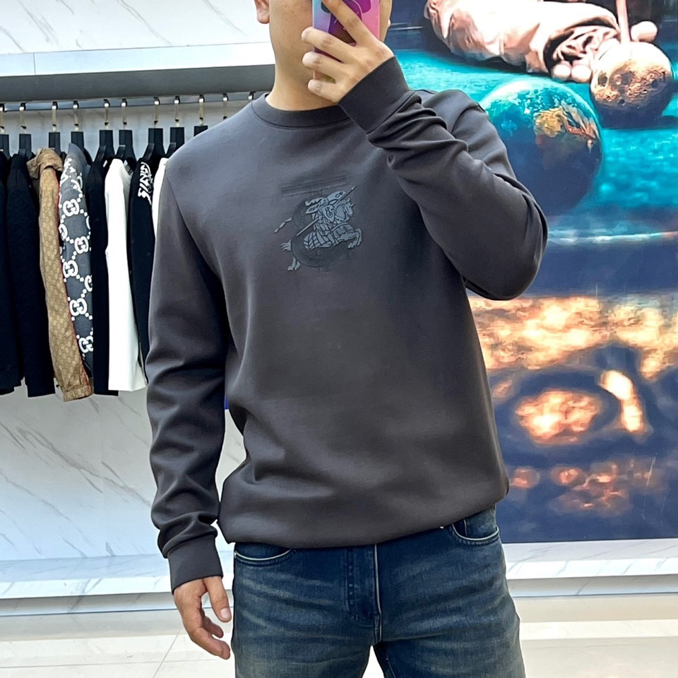 上品 カジュアル クルーネック コットン スウェットシャツ バーバリー Tシャツ コピー-1
