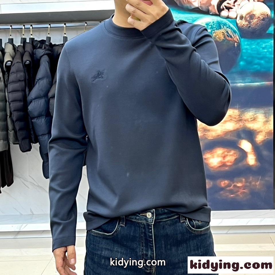 シンプル 合わせやすい クルーネック 長袖Tシャツ バーバリー Tシャツ コピー グレー-0
