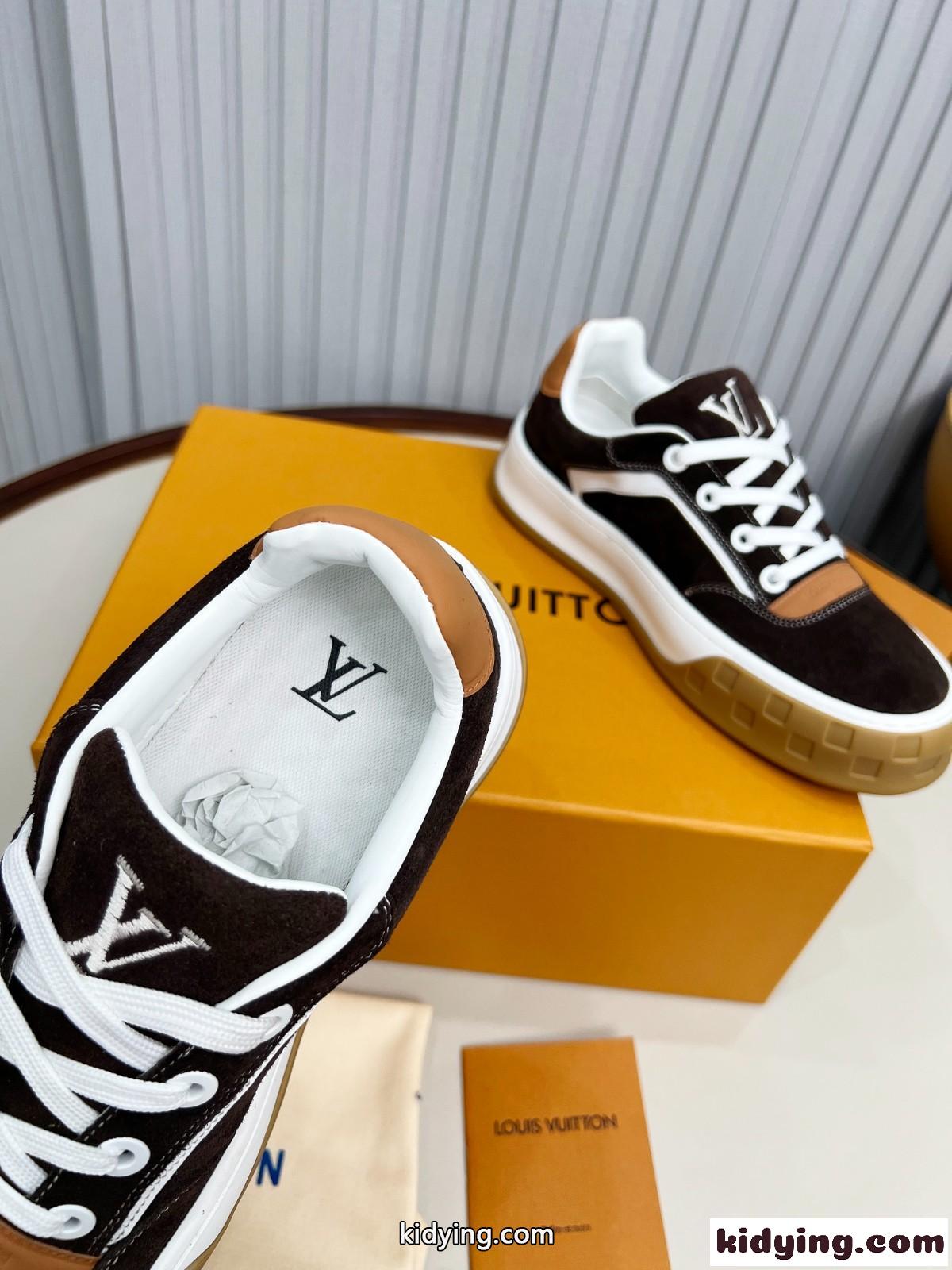 カジュアル お洒落 ルイ・ヴィトン シューズ コピー LV ティルテッド スニーカー コーヒー-3