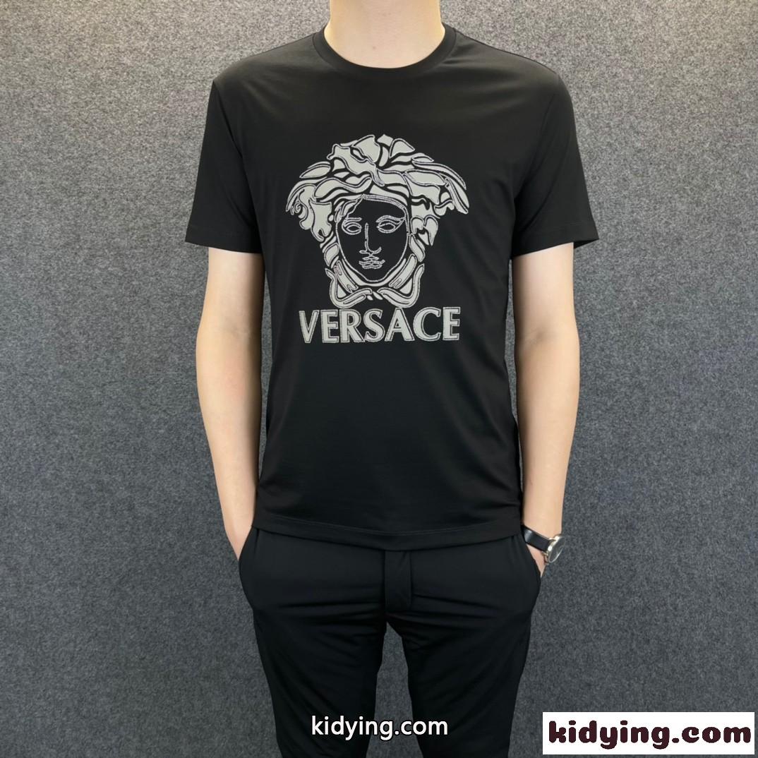 柔らかい 春夏 メンズ トップス クラシック 人気 メドゥーサ ヴェルサーチェ 半袖Tシャツ コピー クルーネック-0