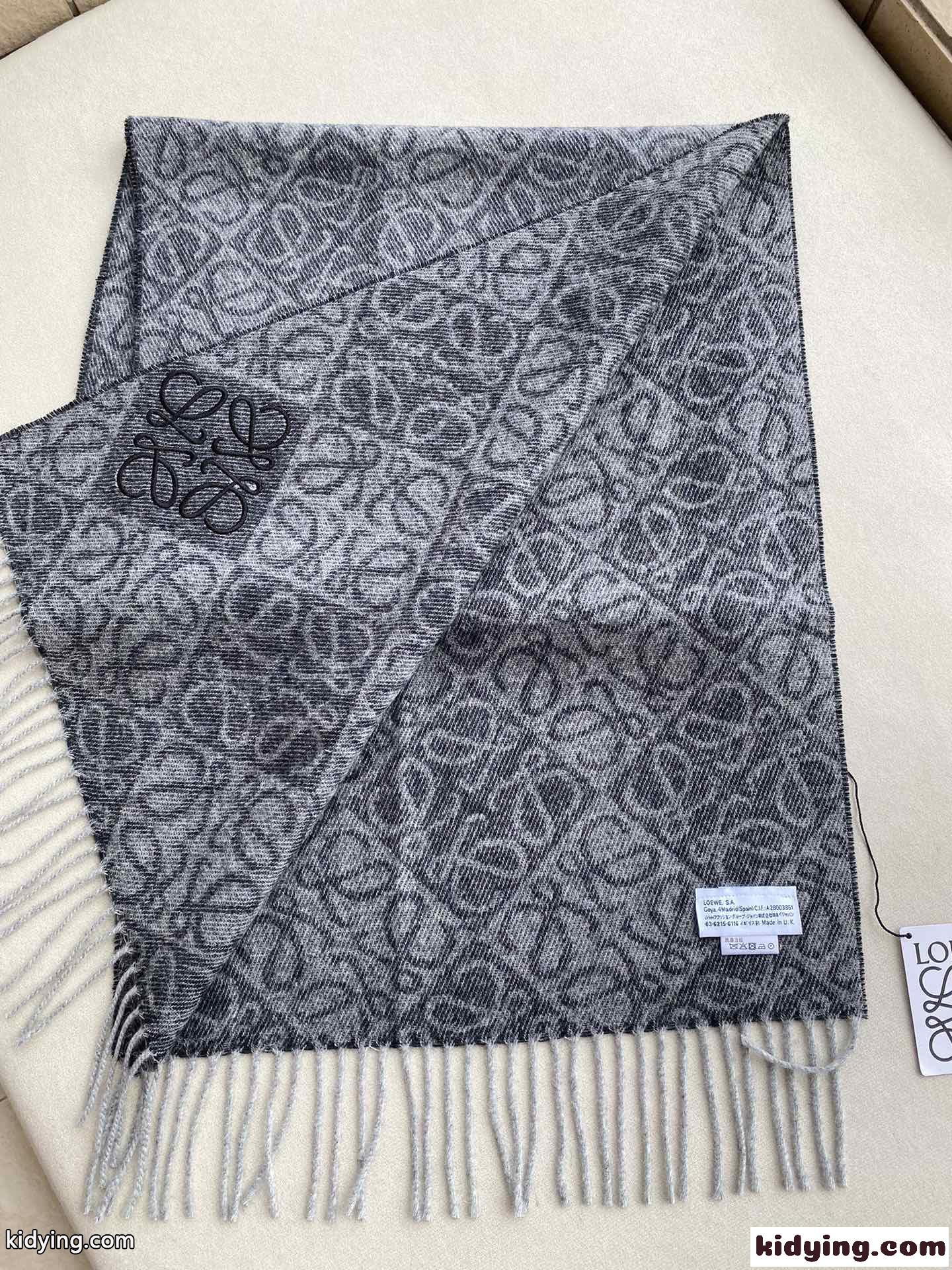 人気 お洒落 ウール＆カシミヤ アナグラム マフラー ロエベ スカーフ コピー グレー-2