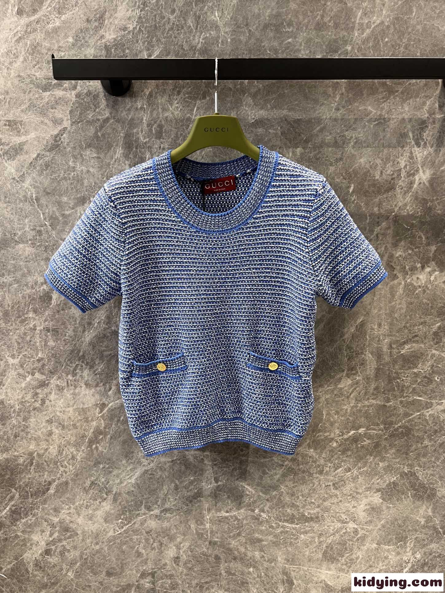 ファインコットン クルーネック トップ グッチ ニット コピー ショートスリーブ-0