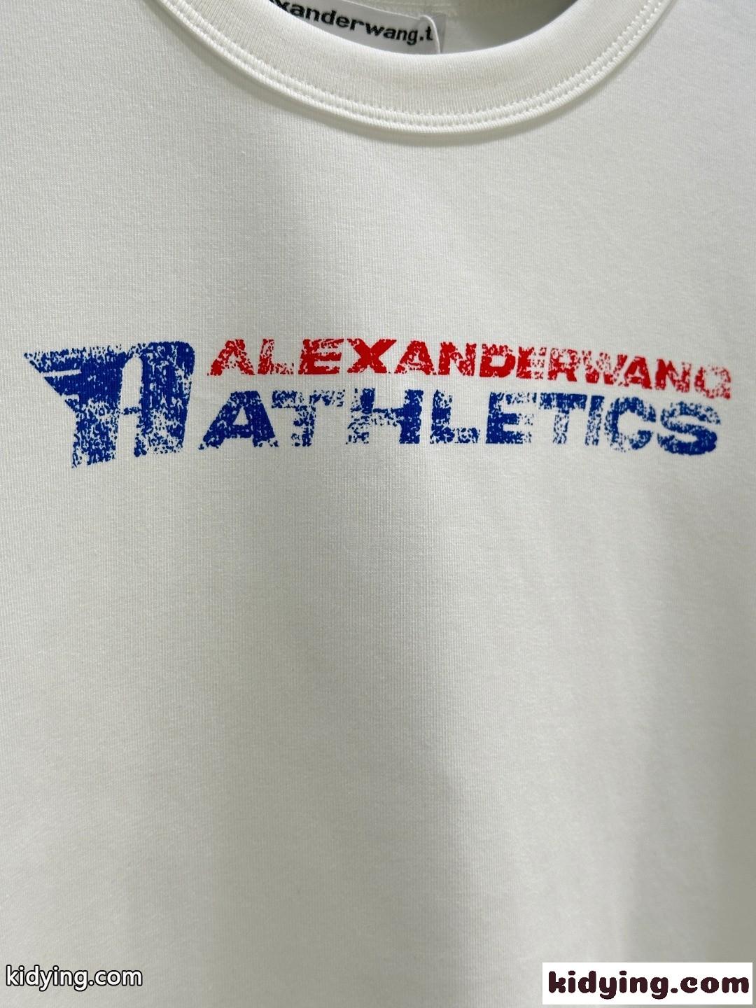 合わせやすい ロゴ クルーネック 半袖Tシャツ アレキサンダーワング Tシャツ コピー-2