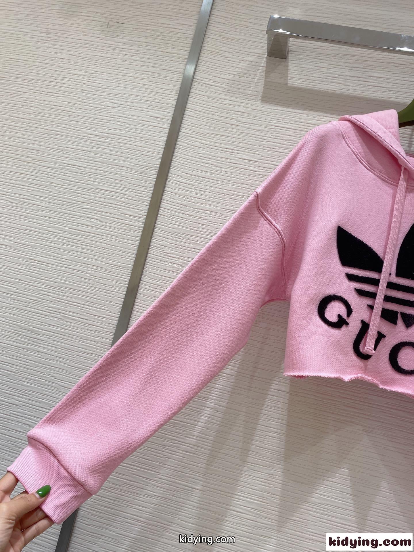 adidas x Gucci クロップド スウェットシャツ グッチ パーカー コピー フード付き 長袖-3