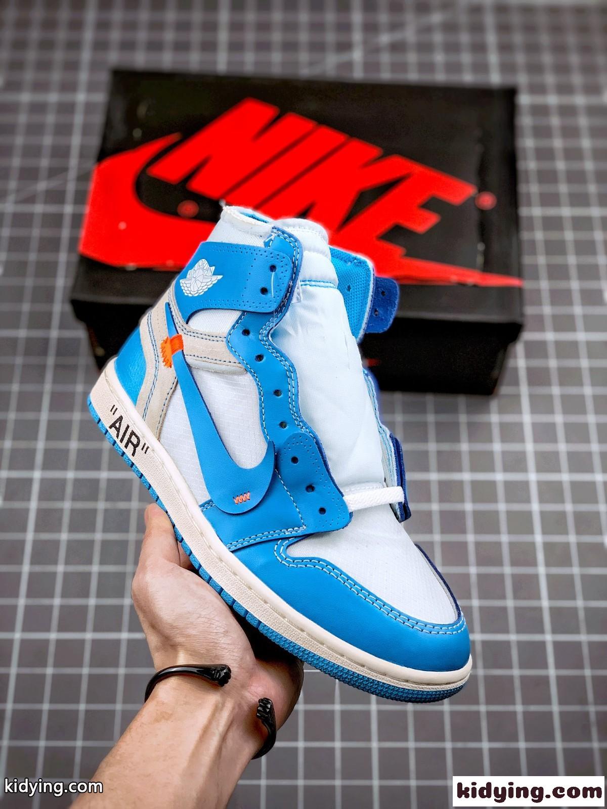 OFF-WHITE X AJ1 ハイカット ブルー おしゃれ 人気 高品質 オフホワイト スニーカー コピー メンズ カジュアル-1
