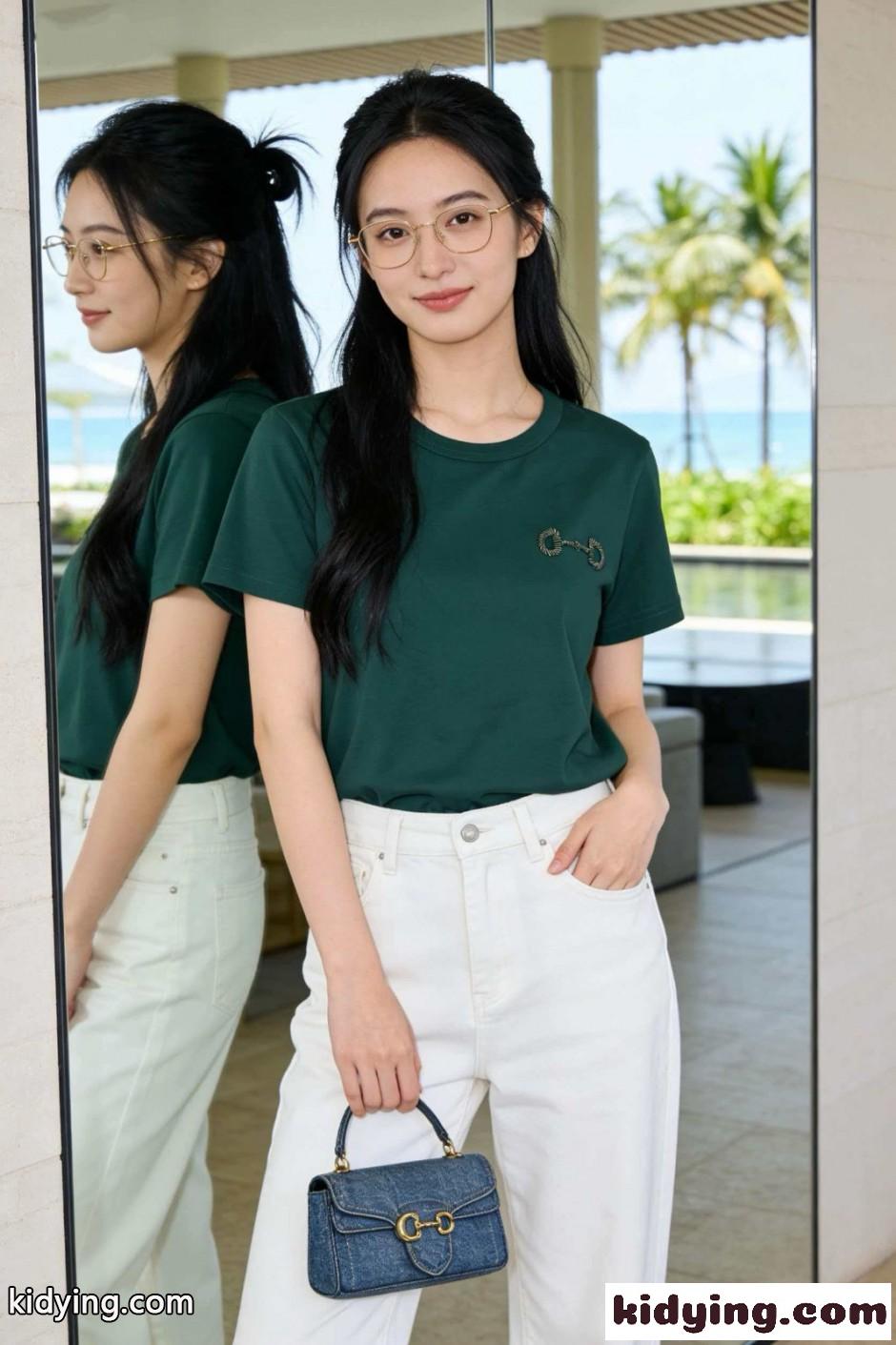 シンプル ホースビット 半袖Tシャツ グッチ Tシャツ コピー コットン グリーン-3