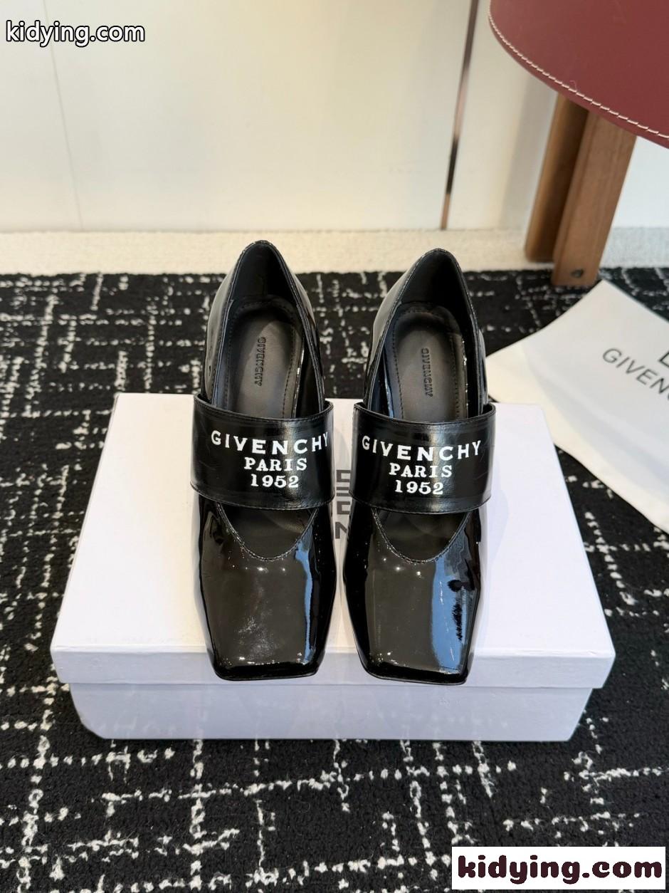 スライスドスクエア GIVENCHYテープ パンプス パテントレザー ジバンシィ スーパーコピー ブラック-2