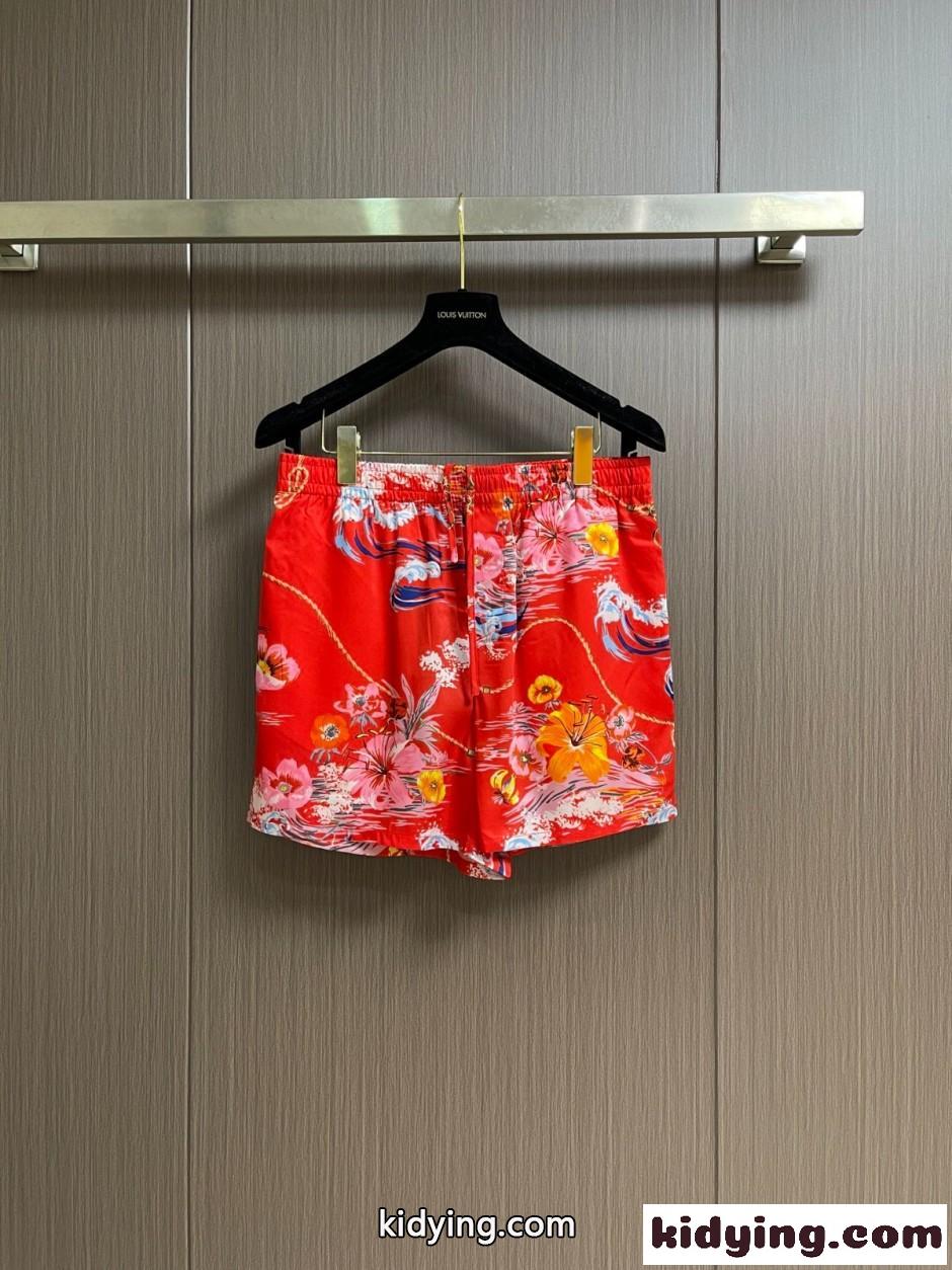 フローラルプリント ショートパンツ グッチ パンツ 偽物 シルク レッド-1